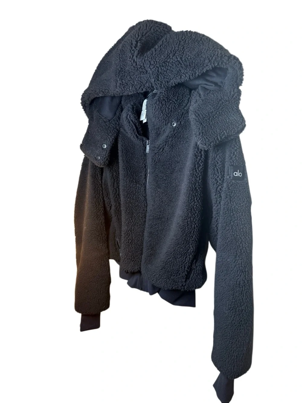 ALO Foxy Sherpa Zip-Up Jacket - Black Small